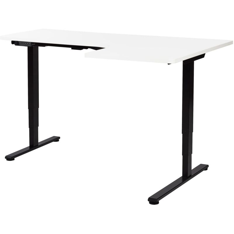 Beliani Electric Adjustable Corner Desk Destines White/ Black 160 Cm 109 Cm Right Hand