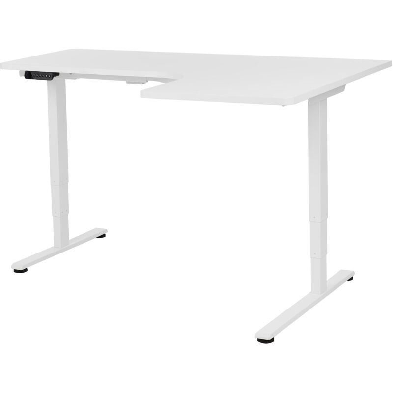 Beliani - Electric Adjustable Right Corner Desk Modern L-shaped 160 X 59 Cm White Top And White Base Destines