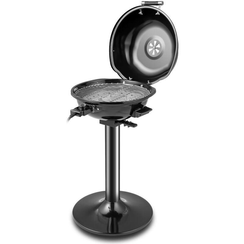 Costway - Electric Bbq Grill Portable Standing Grill W/grilling Rack-black