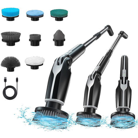 Electric Cleaning Brush 2024 Cordless Cleaning Brush with 8 Replaceable Brushes Remote Control Adjustable Length 38 132cm and 2 Rotation Speeds for Bathroom Kitchen Car