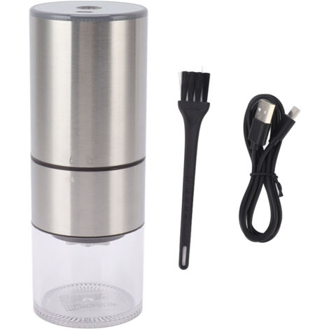 Electric Coffee Grinder Fine Coarse Adjustable Automatic USB Charging Portable Cordless Bean Grinder 110ml Silver