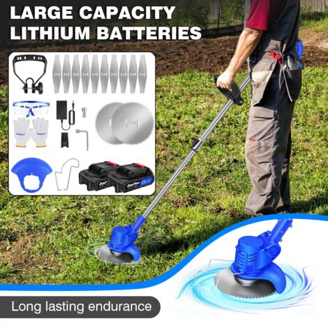 Electric Cordless Grass Trimmer Garden Weed Strimmer Cutter Rechargeable Tool UK
