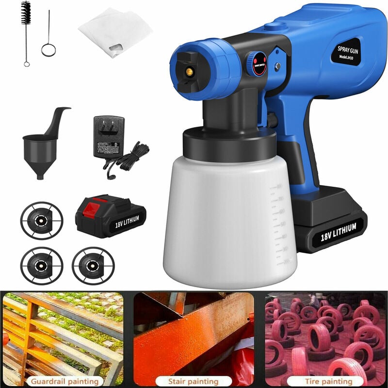 Briefness - Electric Cordless Paint Sprayer Airless Handheld Gun Battery Wall Fencing Home