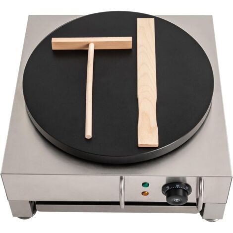 Electric Crepe Maker 16 Inch Large Pancake Machine Crepes Griddle With Wooden Spreader Commercial Single Electric Crepe-Pancake- Paratha-Naan-Roti-Tortilla-Flat Bread