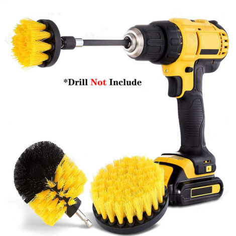 Electric Drill Brush Head Labor Saving Efficient Drill Brush Attachment Set for Kitchen Bathroom Yellow 4 Piece Set