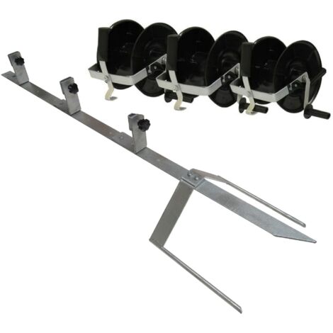 Electric Fence Corner Mounting Post 1.2M & 3x Black Geared Reels