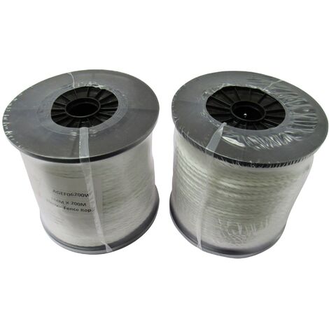 Electric Fence Rope Poly Fencing 6MM x 200M Rolls x2 (Electrified Polyrope Horse White)