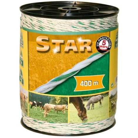 Electric Fence Rope Star 400 m White and Green 44528 Kerbl