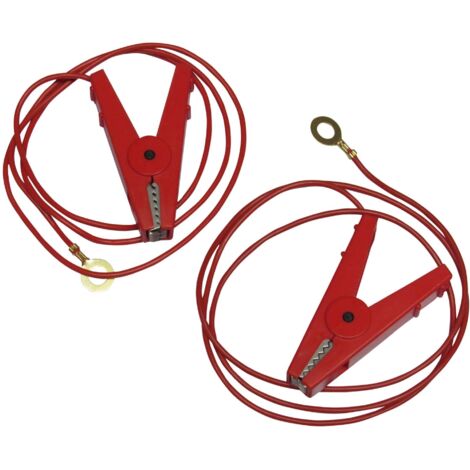Electric Fencing Energiser Power Leads X2 (Electrified Fencing Connector Cable Crocodile Clips)