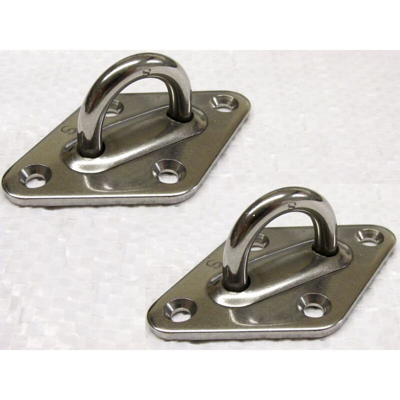 Securefix Direct - Stainless Steel Diamond Eye Plates X2 (6MM Marine Boat Deck Attachment)