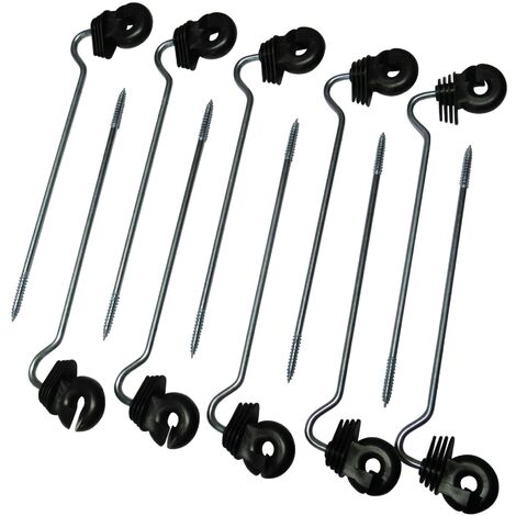 Electric Fencing Offset Ring Insulators for Wooden Posts X10 (Screw In Poly Fence Tape Rope)