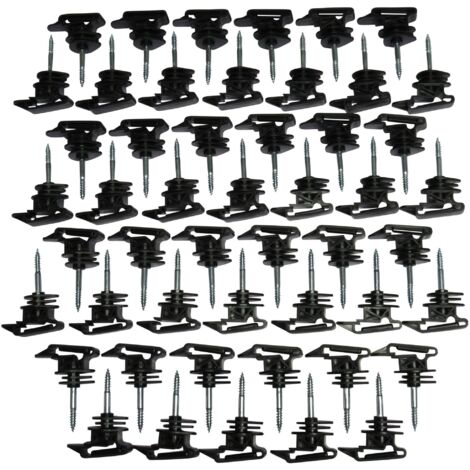 Electric Fencing Ribbon Insulators for Wooden Posts x50 (Screw In Poly Fence Tape Rope Holder)