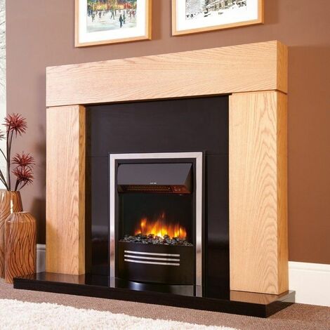 main image of "Electric Fireplace Stove Heater Fire Place Flame Effect Inset Silver Traditional"