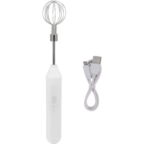 Electric Hand Mixer Three Different Speeds Battery Powered Handheld Milk Frother for Home Baking White