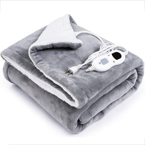 Electric Heated Blanket - Flannel Electric Heated Blanket, 130 x 160 cm, 6 Temperature Settings, Heated Blanket with Auto Shut-Off Function, Machine Washable