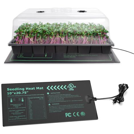 Electric Heated Propagator and Seed Germinator with LED Light, Heat Mat & Seed Tray 58 x 37 x 29cm H