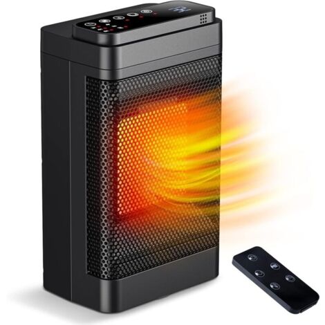 Electric Heater, 1500W Mini Ceramic Fan Heater with Remote Control, 70° Oscillation, 24H Timer, Adjustable Thermostat, 3 Modes for Office, Bedroom, Living Room