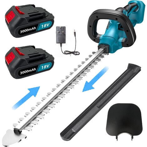 TEETOK Electric hedge trimmers,Cordless hedge trimmers Powerful Glass Strimmer Cutter,HEDGE TRIMMER 44cm+ 2xBattery + Charger,Compatible with Makita Battery