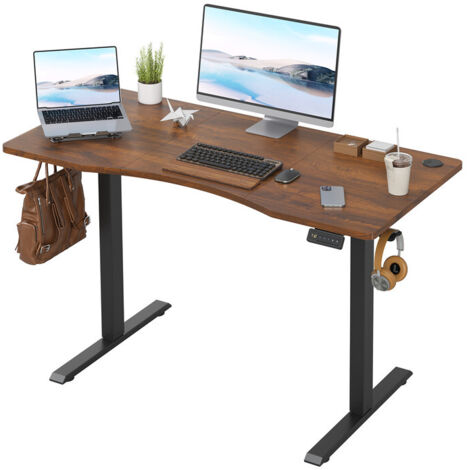 Electric Height Adjustable Standing Desk Smart Memory Computer Desk Ergonomic Home Office Desk UK, 120cm, Brown