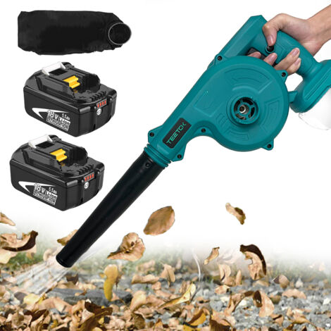 Electric leaf blowers and vacuums, 2-in-1 Cordless Garden Leaf Blower and Vacuum Cleaner,for Lawn Leaf Blowing, Snow,Car, Dust Clearing +2x 5.5A Battery(No Charger),Compatible with Makita Charger
