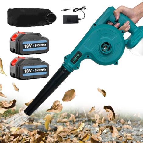TEETOK Electric leaf blowers and vacuums, 2-in-1 Cordless Garden Leaf Blower & Vacuum Cleaner，for Lawn Leaf Blowing, Snow，Car, Dust Clearing +2x 3.0A Battery+Charger，Compatible with Makita Battery