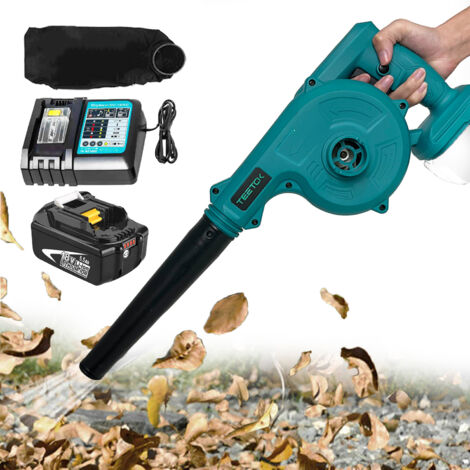 Electric leaf blowers and vacuums, 2-in-1 Cordless  Garden Leaf Blower & Vacuum Cleaner，for Lawn Leaf Blowing, Snow，Car, Dust Clearing +5.5A Battery+Charger DC18RC，Compatible with Makita Battery