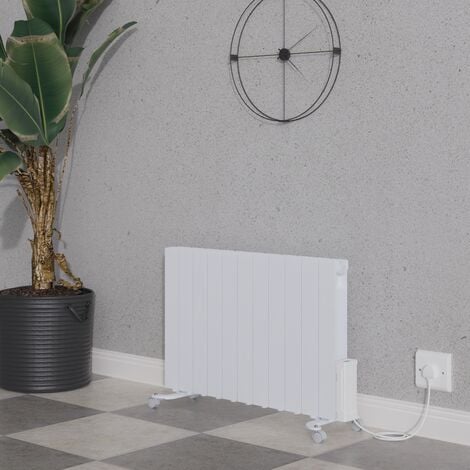 Electric Oil Filled Radiator WiFi Timer Portable Wall Mounted Thermostat Heater White 2000W