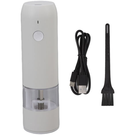 Electric Pepper Grinder Adjustable Coarseness Portable Pepper Mill for Pepper Salt Cayenne Cloves Vanilla White