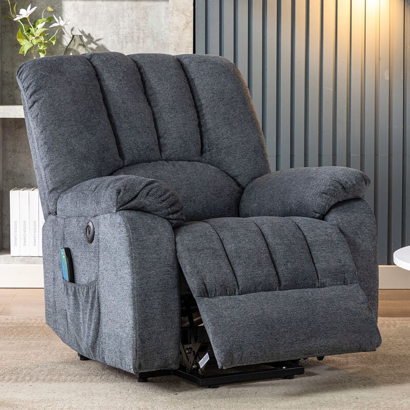 Electric Power Lift Recliner Chair Sofa Armchair with Massage and Heat for Elderly 2 Side Pockets usb Ports for Living Room, Light Grey