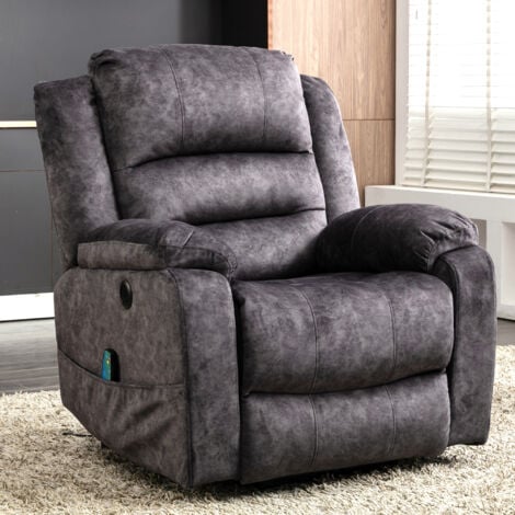Electric Power Lift Recliner Chair Sofa with Massage and Heat for Elderly 2 Side Pockets Single Recliner Chairs for Living Room, 
Grey