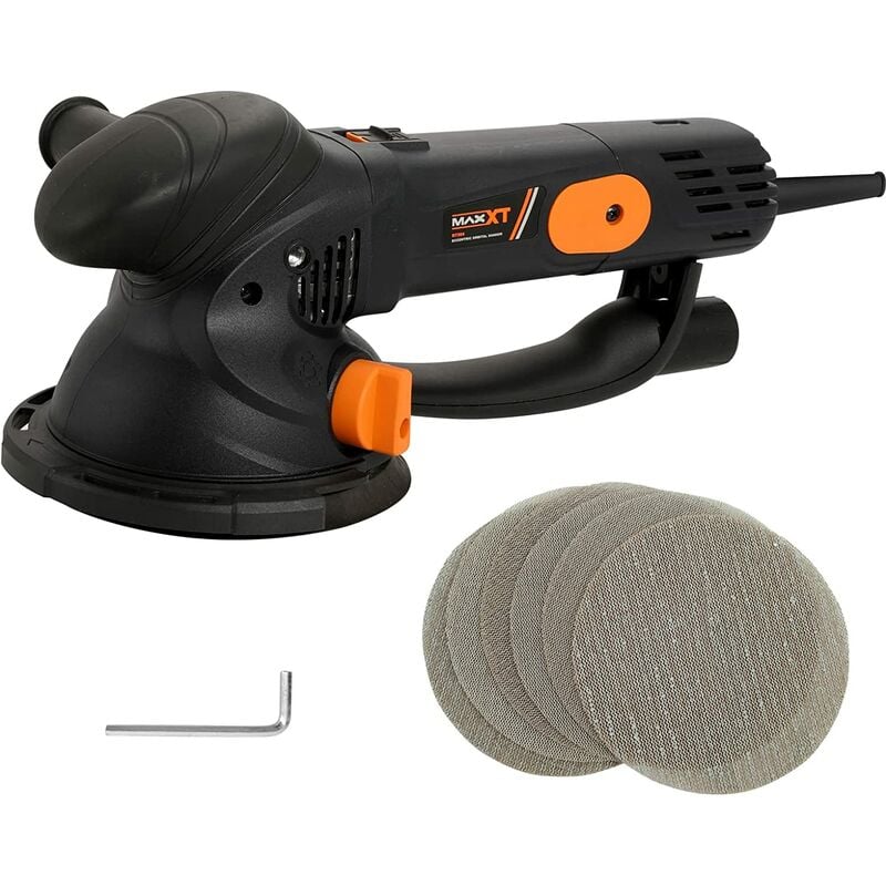 Maxxt - Electric Random Orbital Sander Polisher with 150mm Backing Pad Two Modes for coarse Sanding and fine Sanding, wood/metal/wall sanding-8pcs