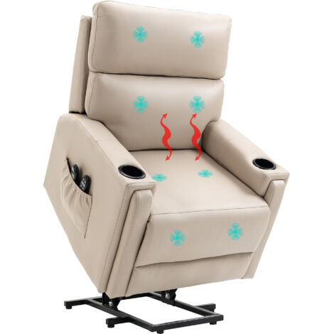 Electric Riser and Recliner Chair, with Massage and Heat - Beige