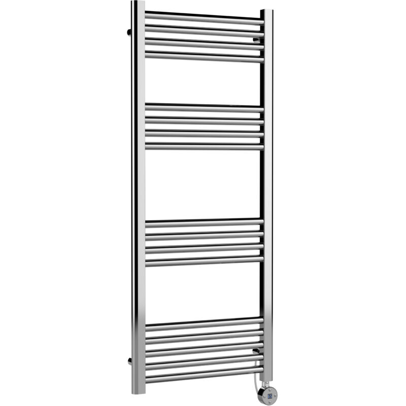 Balterley Electric Round Tube Heated Towel Rail with 17 Bars, 1200mm x 500mm, Chrome