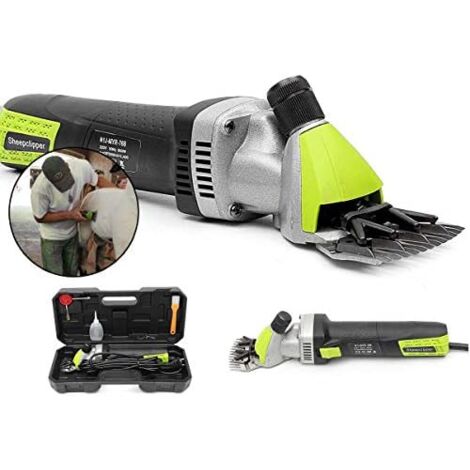 Electric Sheep Clipper 850W 6 Speed Adjustable Professional for Shaving Animal Sheep Wool Goats 220V CE With Lubricant (9 Straight+9 Curved+13 Straight+13 Curved)
