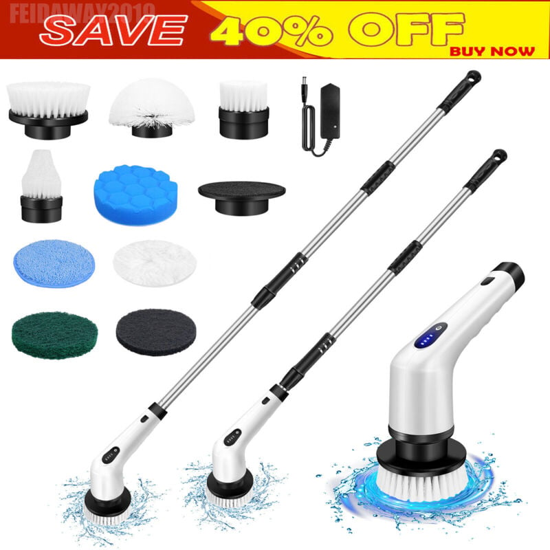 Briefness - Electric Spin Scrubber Brush 10 in 1 Electric Cleaning Tile Wall Floor Shower