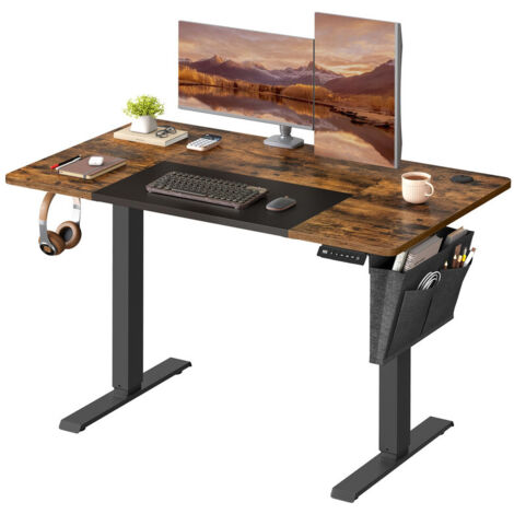 Electric Standing Desk, Height Adjustable Desk, 60 x 120 x (72-120) cm, 4 Memory Heights, Storage Pocket, for Home Office, Study