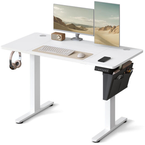 Electric Standing Desk, Height Adjustable Desk, 60 x 120 x (72-120) cm, 4 Memory Heights, Storage Pocket, for Home Office, Study