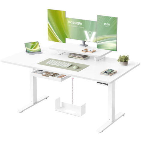 Electric Standing Desk, Height Adjustable Desk,  Flexible Monitor Stand and Drawer, USB-C Port, Sedentary Reminder, for Home Office