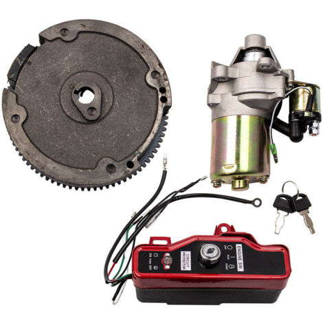 ELECTRIC START KIT STARTER MOTOR FLYWHEEL IGNITION SWITCH FOR HONDA GX160 5.5HP
