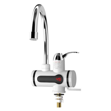 Electric Tap Water Heater, LCD Display, Adjustable Temperature, 3000W, White
