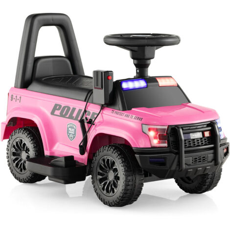 Electric Todders Toy Police Car 6V Battery Kids Ride On Car w/ Megaphone
