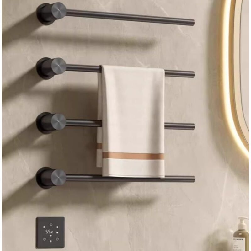 Image of Electric towel warmer, matte black, wall-mounted&hellip;