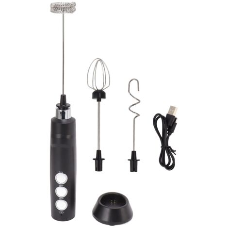 Electric Tumbler Stirrer Rechargeable Handheld Mini Foam Maker for Coffee Egg Hot Chocolate Black