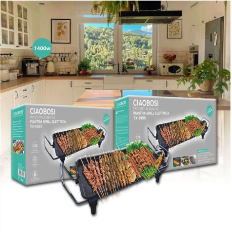 Electrical Griglia Power Power 1400w Kitchen With 2 Cottural Piastre Tx-9995