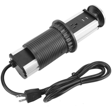 Electrical outlet for home, kitchen, countertop, or office. Pull-up pop-up socket with USB port.