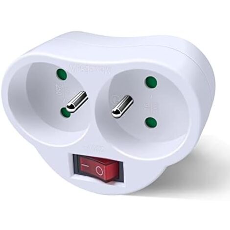 Electrical Outlets with Switch, 2-in-1 Power Strip Wall Plug, Ideal Electrical Wall Socket for Home Office Bedroom, 16A, 250V, White