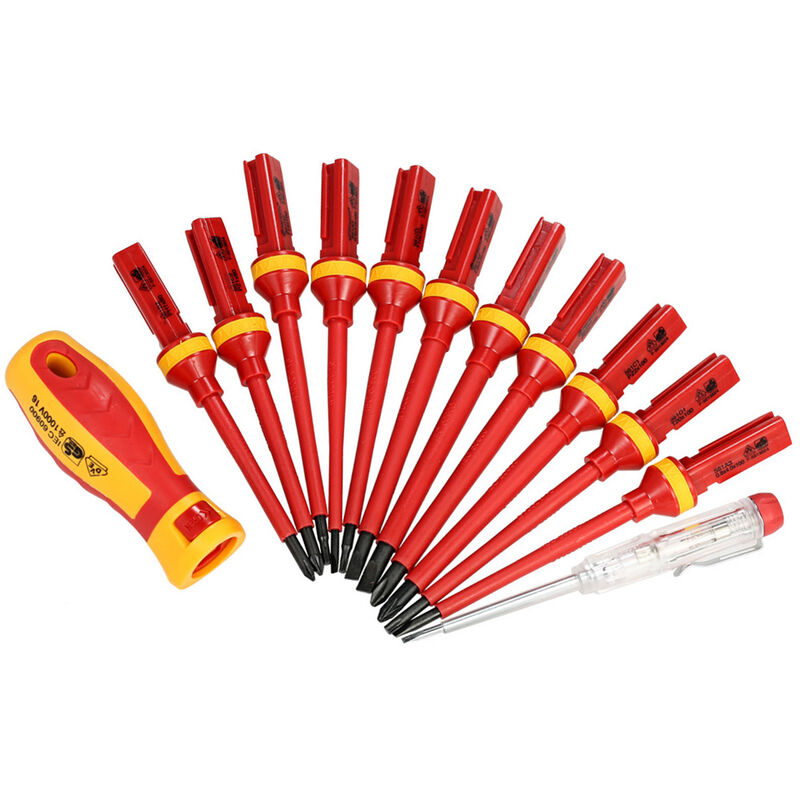 Electrician Insulated Screwdriver Set Cross / Slotted 13pcs