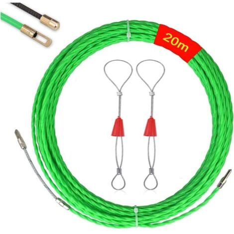 Electrician Needle, 4.0mm Diameter Electrical Wire Puller, Electrical Wire Puller, with 2 Guide Heads, Electrician Wire Puller Needle - 20m MUMU