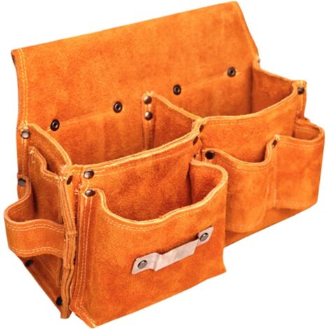 Electrician's Tool Bag – High Capacity Cowhide Leather with Pockets  Multifunctional Set for Outdoor Workshop Gardening Mechanics Camping and Plumbing