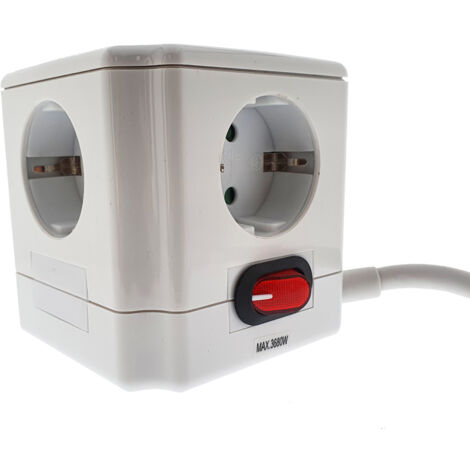 electricidad finstoccubo 4 tomas c-tt 16a+1,5 cable 3g1,5m 77904